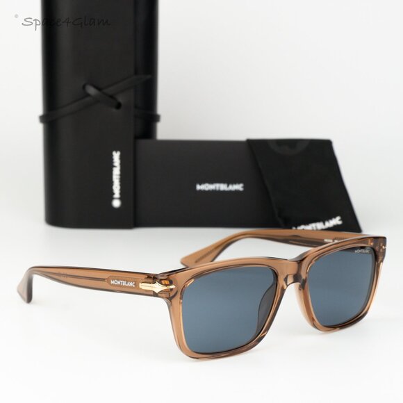 Montblanc Women Sunglasses Brown Blue Square MB0263S 005 NEW AUTHENTIC
